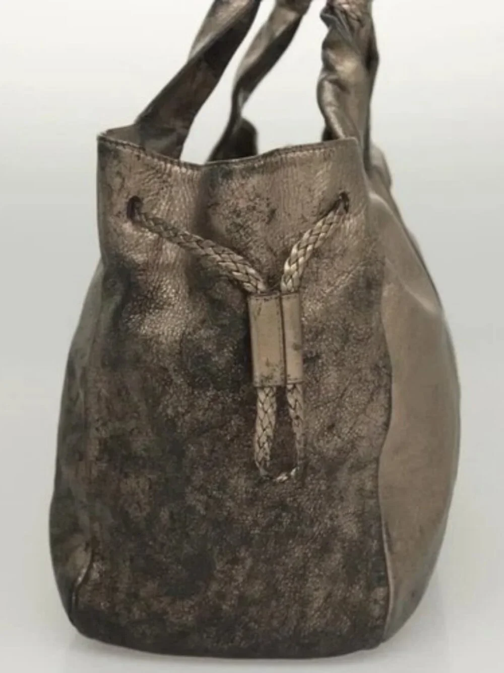 Salvatore Ferragamo Tote Bag Leather Beige Gold Auth BA1343